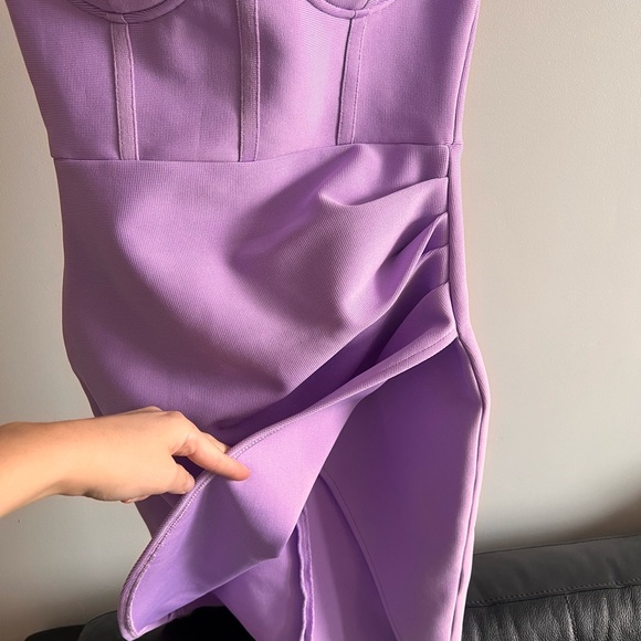 Size S draped off shoulder purple bandage dress - Picture 10 of 16